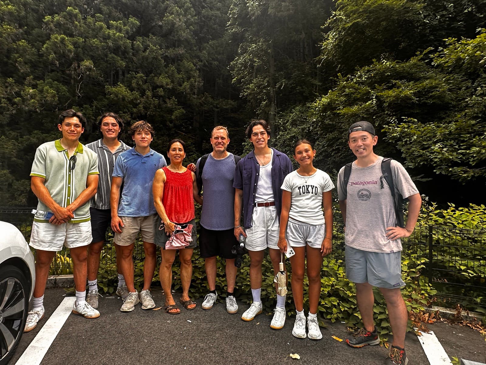 American family on a hiking tour with Masa