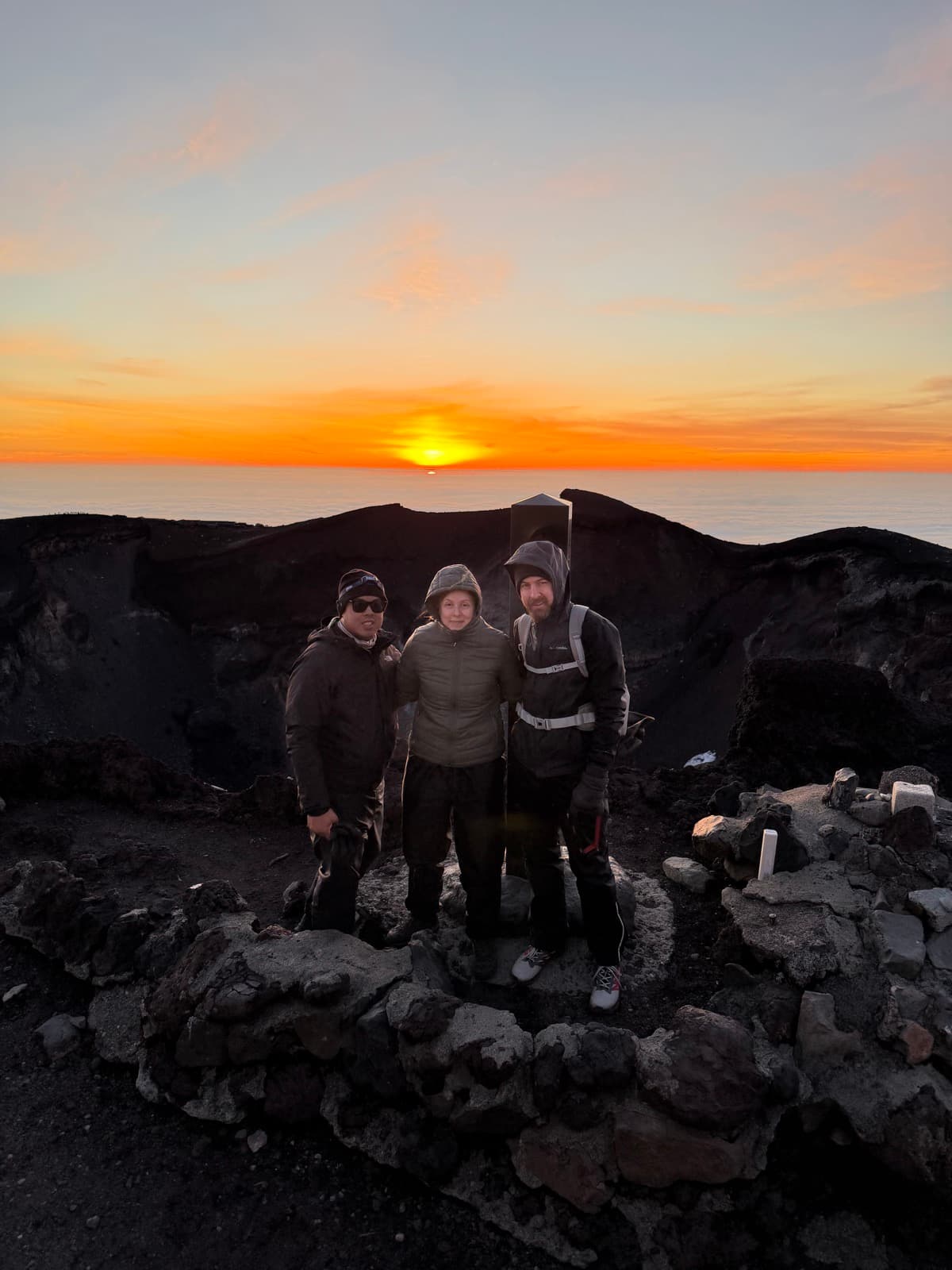 Watching the sunrise from the summit of Mt. Fuji