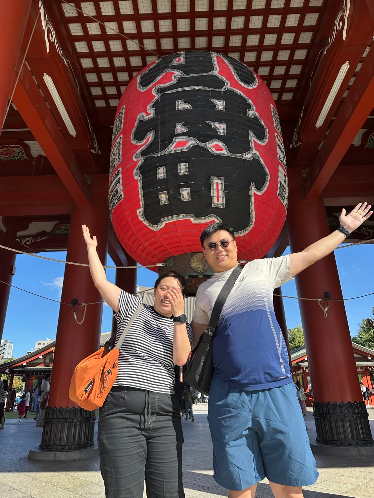 Guests under the giant lantern at Sensoji Temple, Asakusa