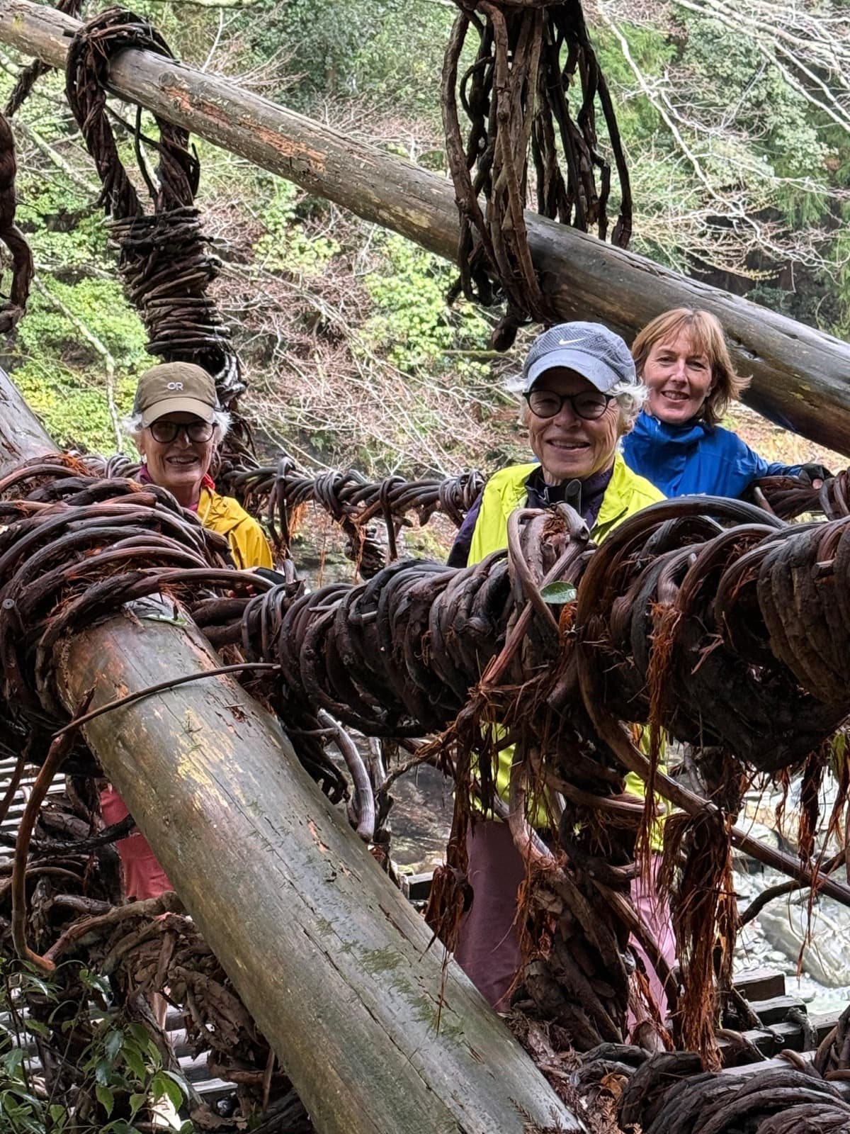 Crossing the Iya vine bridge