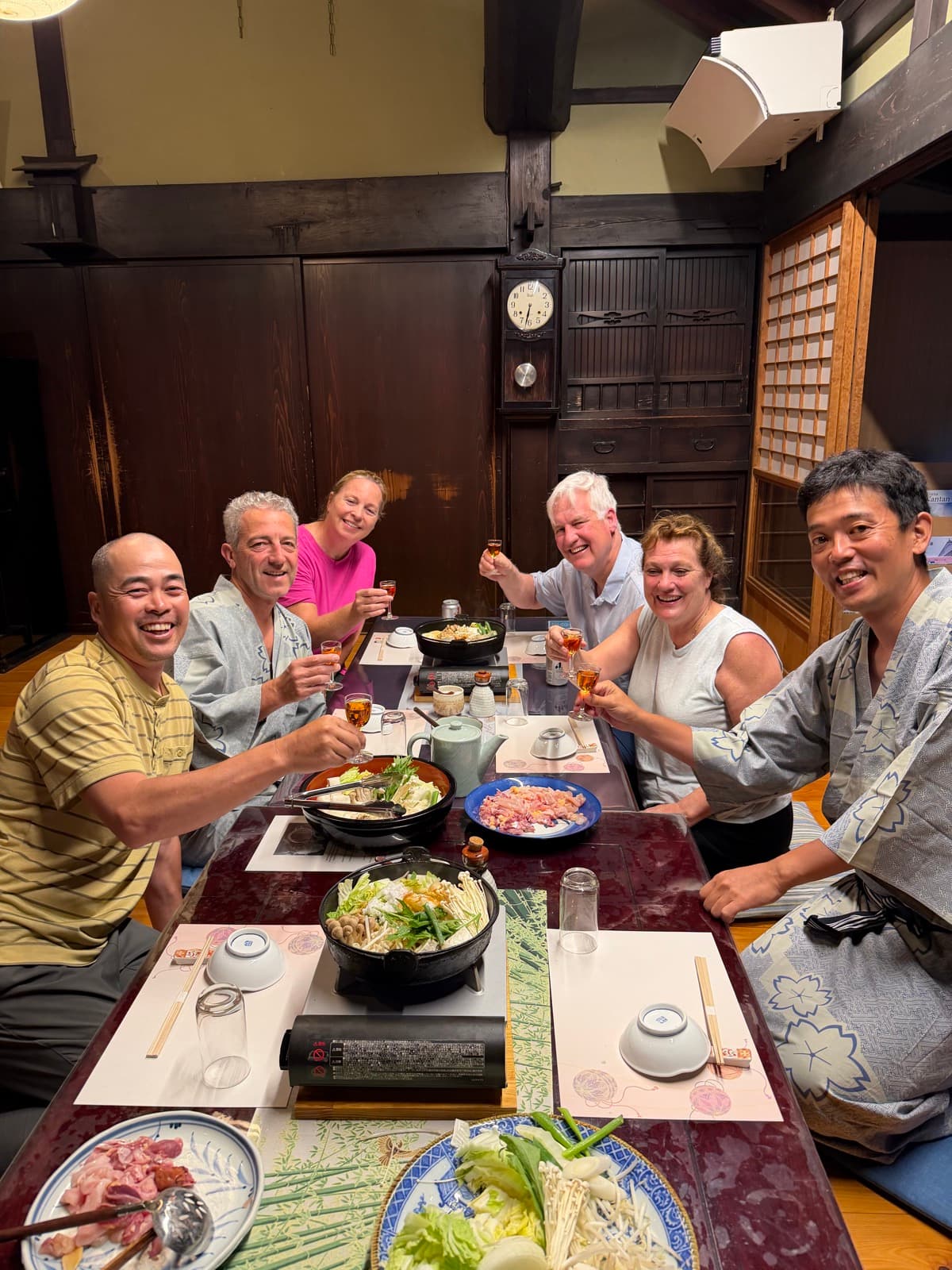 Nabe dinner with guests, Masa in yukata